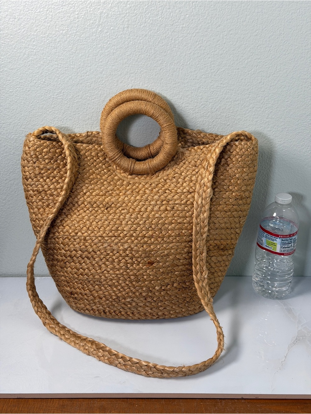 Zara Collection Natural Woven Jute Crossbody Tote Bag Boho Resort Beach - Picture 3 of 9